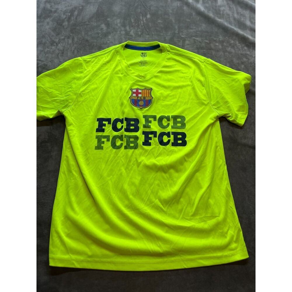 FCB Jersey Men Large Graphic Print Logo Neon‎ Yellow shirt jersey